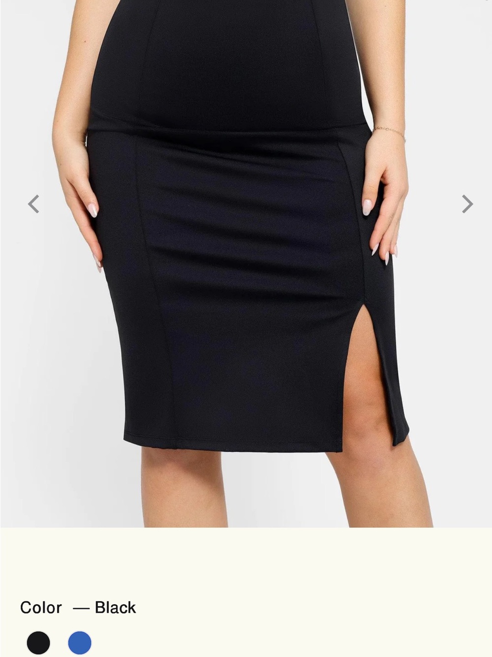 Black Midi Pencil Skirt with Side Slit